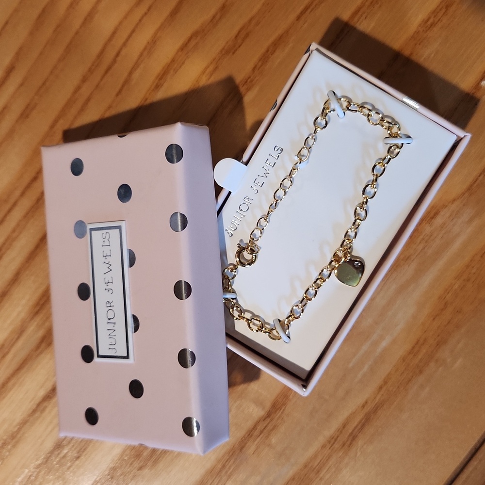 Junior Jewels Kids' Gold Tone Sterling Silver Diamond Accent Heart Bracelet